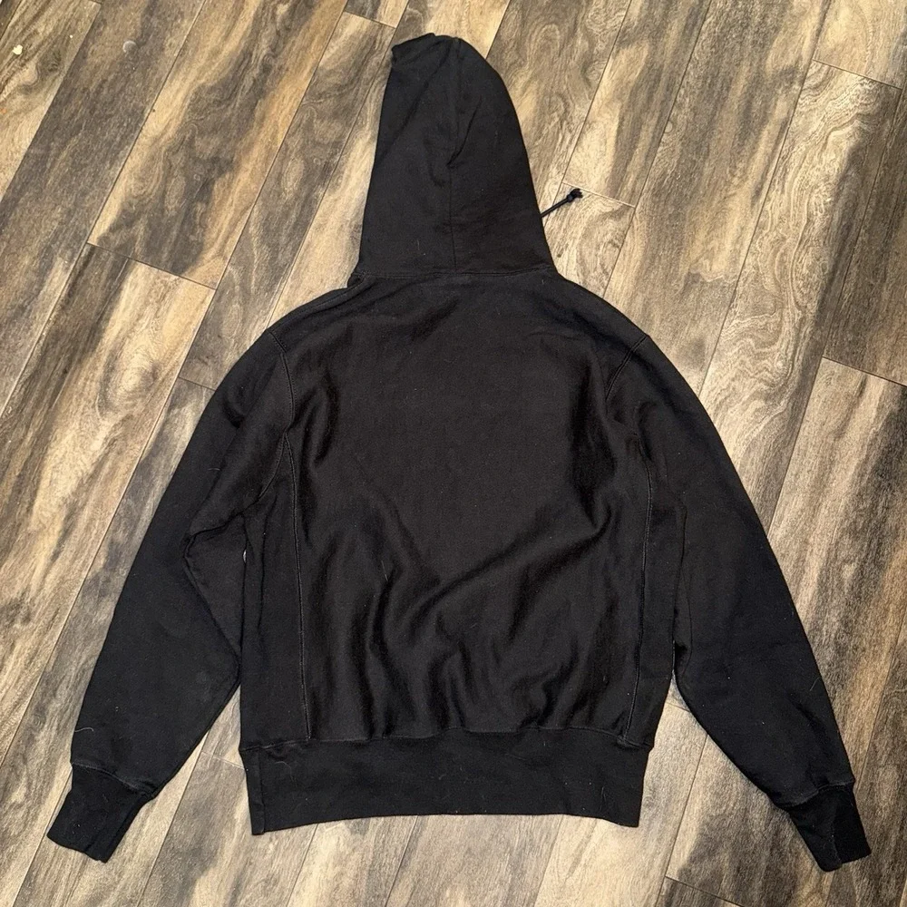Champion Fleece Hoodie Reverse Weave Script Logo Men's Size M Black 3D Floss